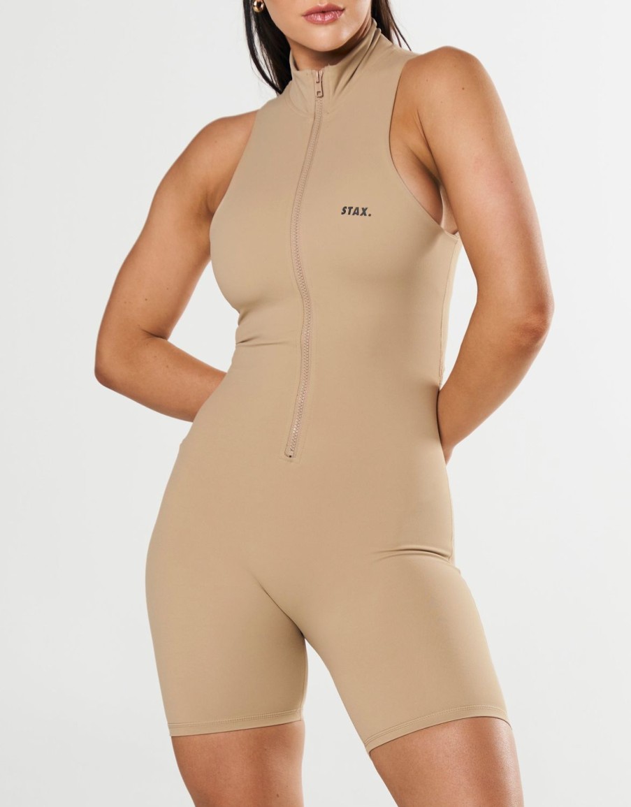 Women STAX Bodysuits | Short Leg Bodysuit Nandex Beige