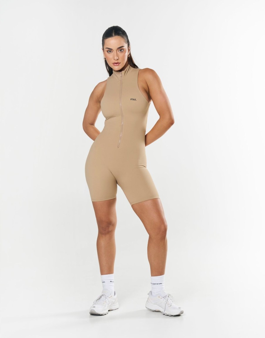 Women STAX Bodysuits | Short Leg Bodysuit Nandex Beige