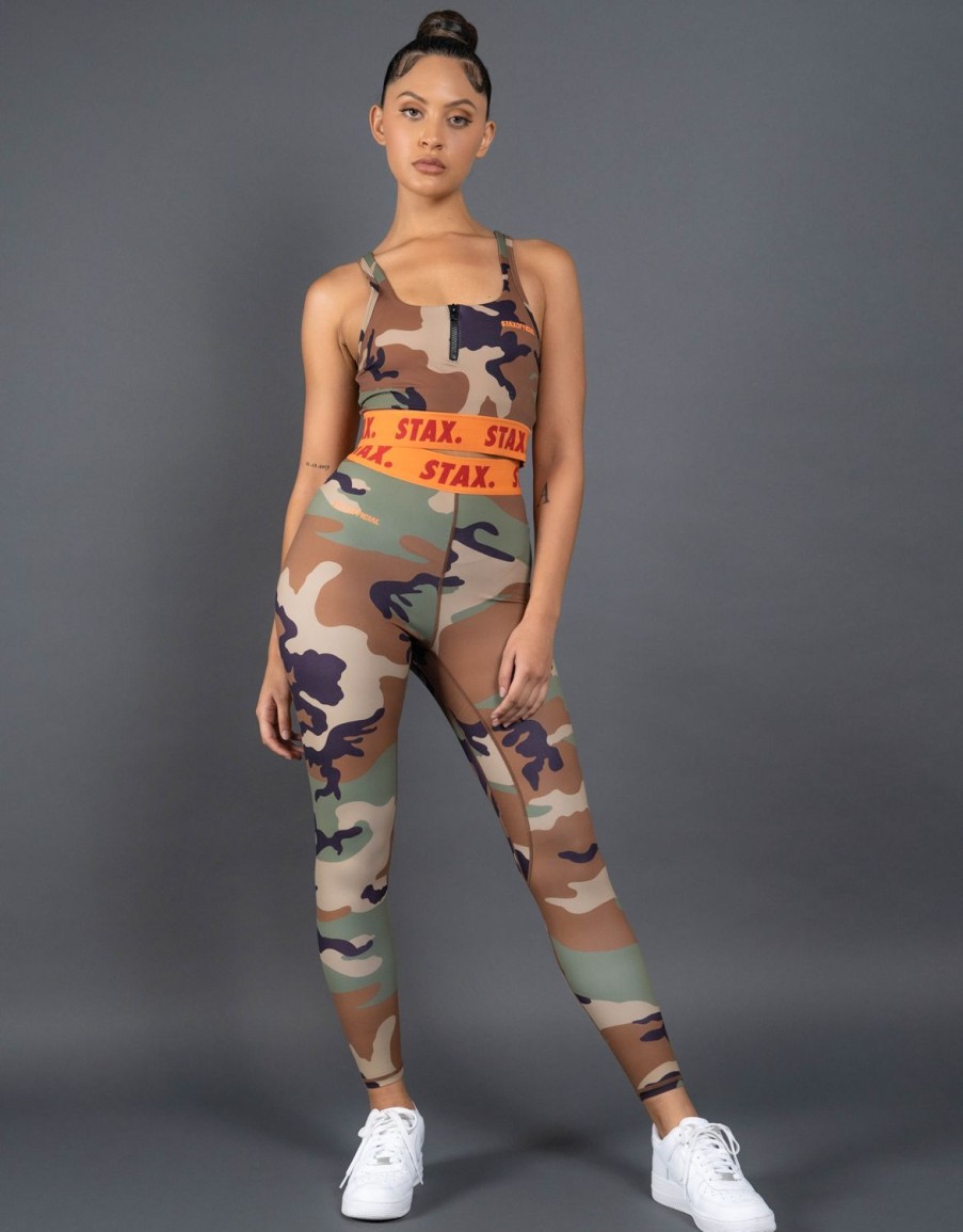 Women STAX Tights & Leggings | Camo Wb Tights Full Length Orange