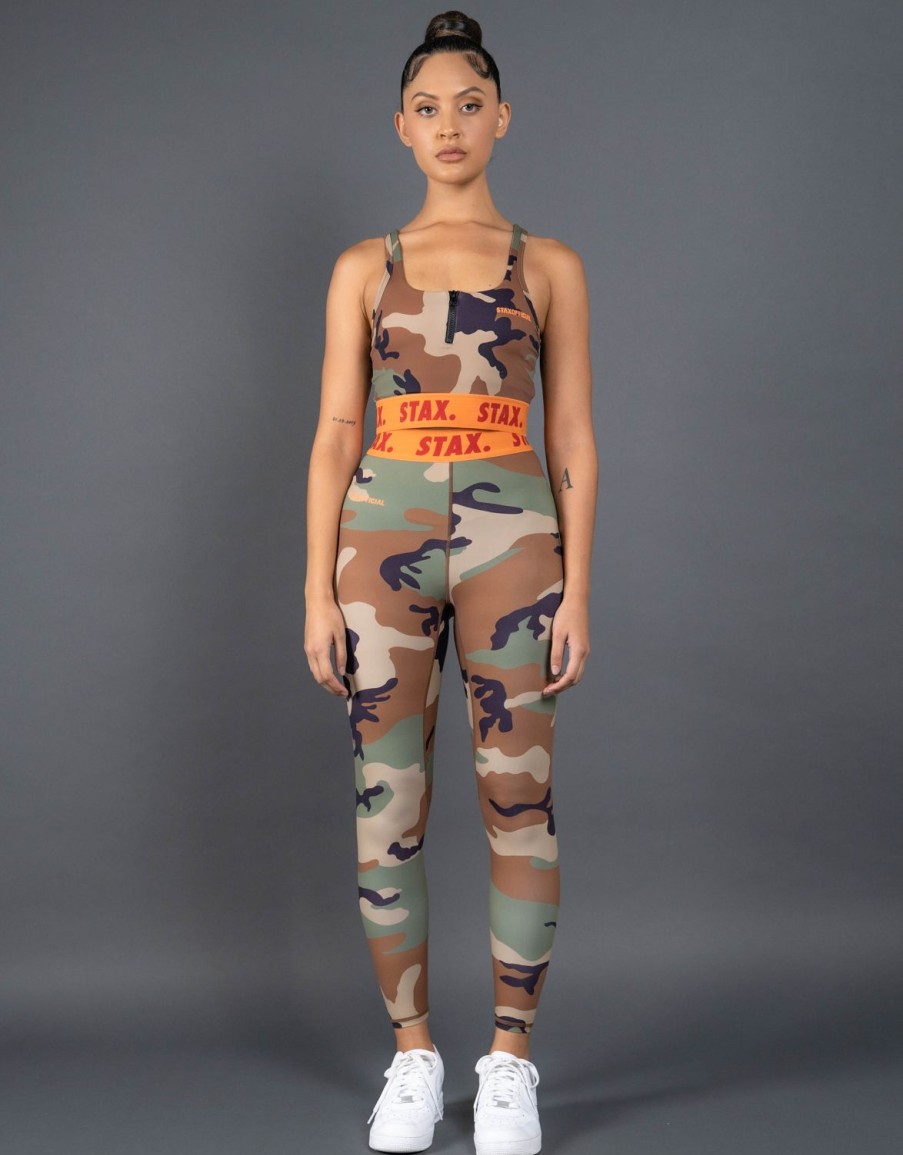 Women STAX Tights & Leggings | Camo Wb Tights Full Length Orange