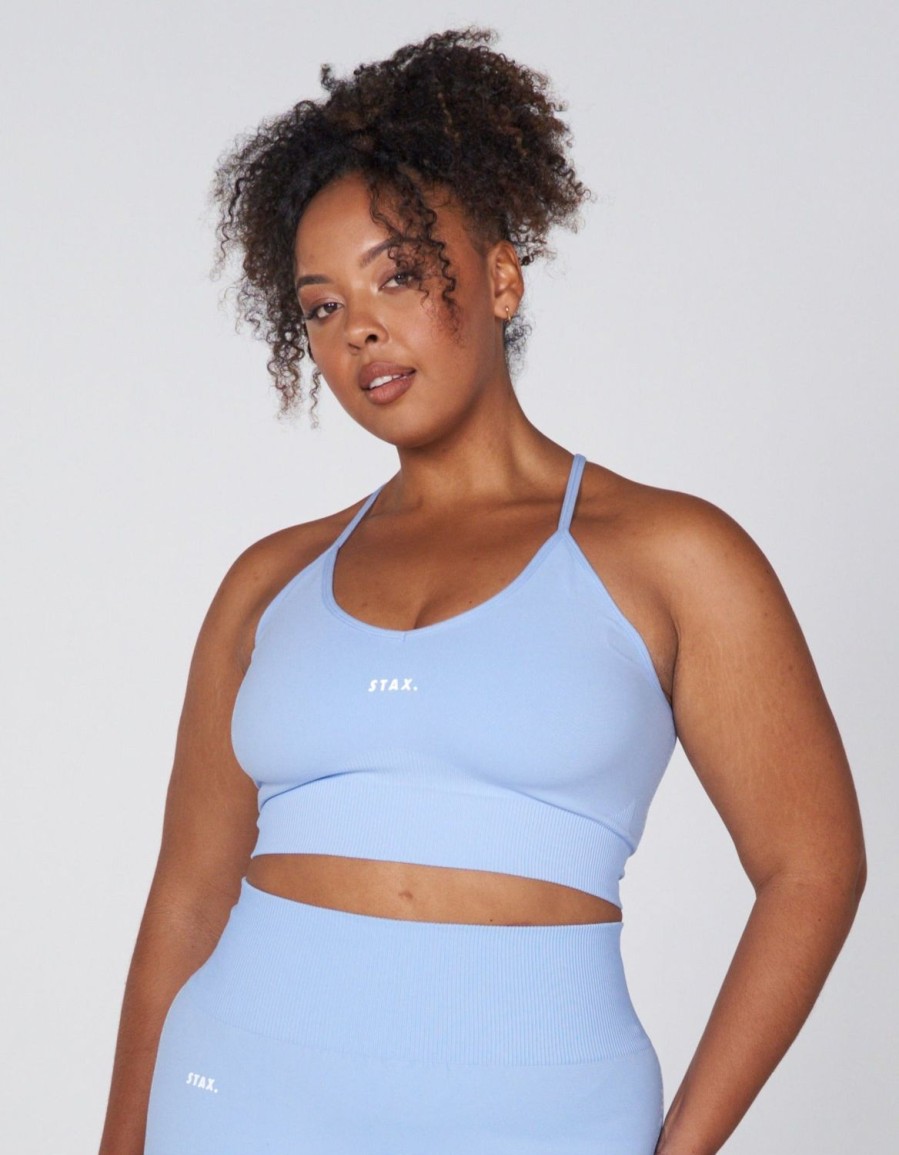 Women STAX Sports Bras & Crop Tops | Premium Seamless Favourites Strappy Crop Baby Blue